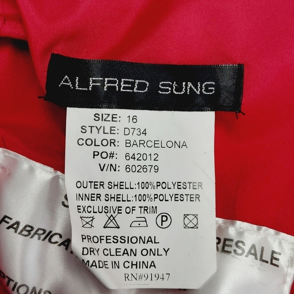 Alfred Sung Dupioni Red Sleeveless Open Back Flared Bridesmaid Dress P4651 - Picture 8 of 11